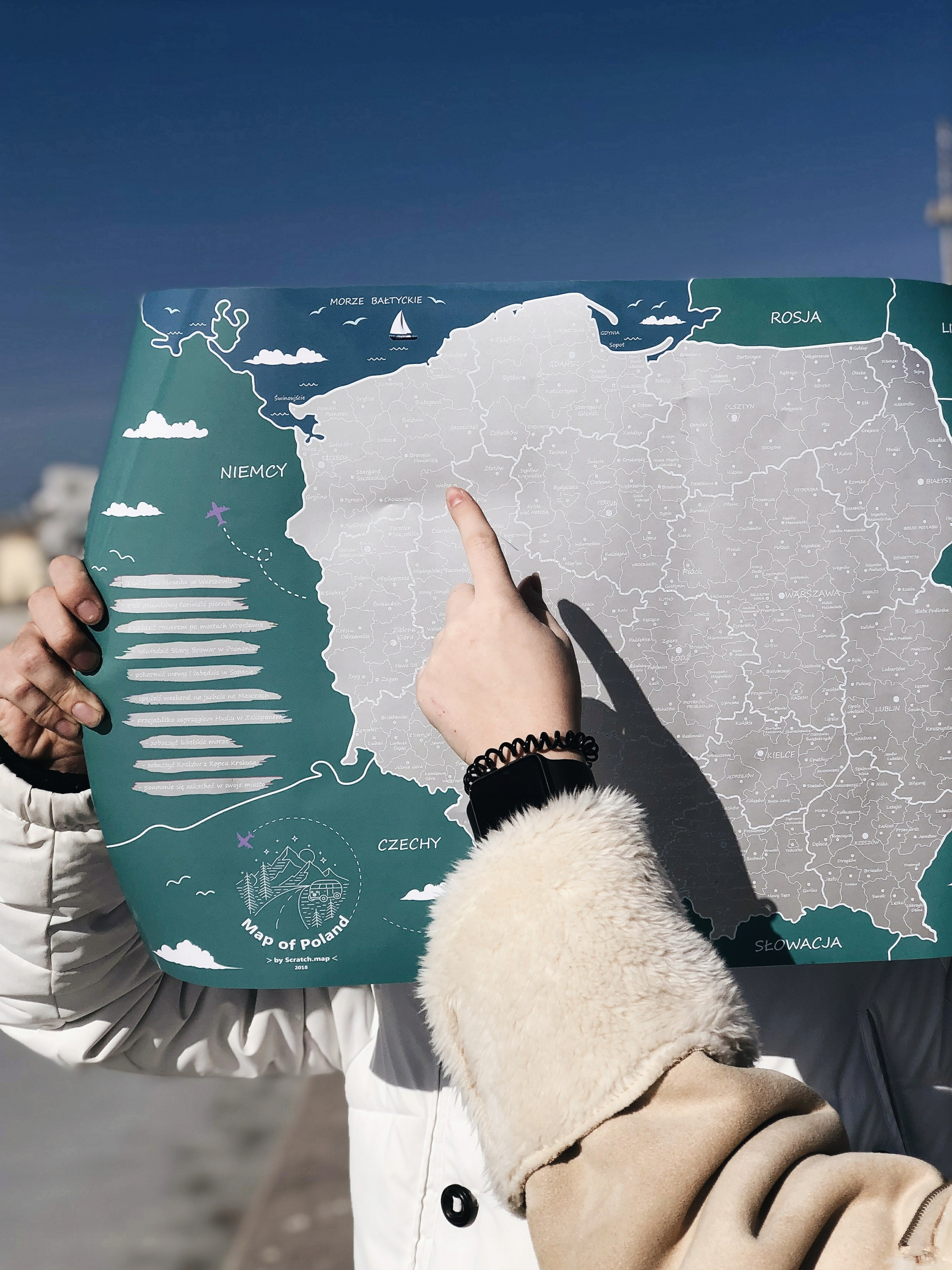 MAPA POLSKI - SREBRNA MAPA ZDRAPKA