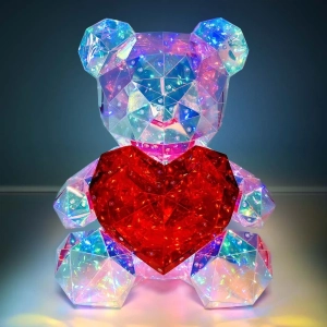 Kolorowy Świecący Miś Teddy - 40 cm + Pudełko Prezentowe