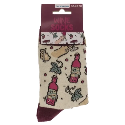 Skarpetki Wieczór z Winem - Ser, Korkociąg i Kieliszek Wina - rozmiar 36-42