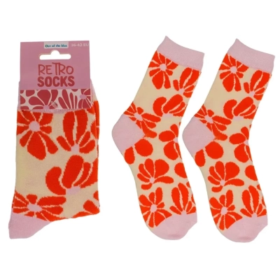 Skarpetki Retro Kwiatki - Prezent na Dzień Kobiet - rozmiar 36-42