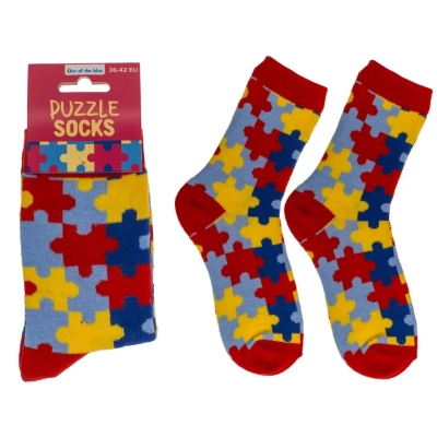 Skarpetki Puzzle - Kolorowy Gadżet dla Miłośników Układanek - rozmiar 36-42