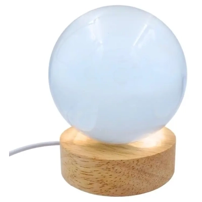 Kryształowa Kula LED - Układ Słoneczny na Drewnianej Podstawie USB