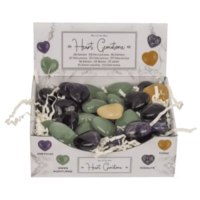 Naturalny Kamień Szlachetny w kształcie Serca - Gładko Polerowany, Różne Kolory