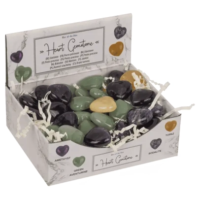 Naturalny Kamień Szlachetny w kształcie Serca - Gładko Polerowany, Różne Kolory