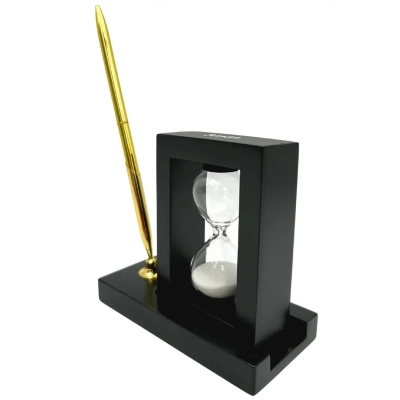 Dekoracyjny Zestaw na Biurko z 3-minutową Klepsydrą i Stojakiem na Długopis