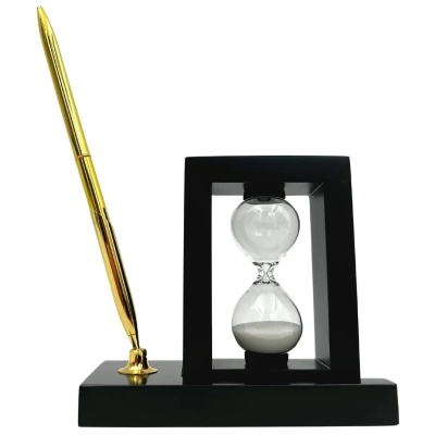 Dekoracyjny Zestaw na Biurko z 3-minutową Klepsydrą i Stojakiem na Długopis
