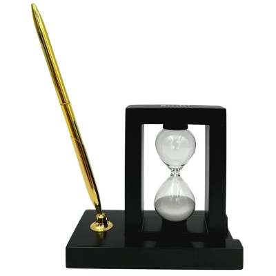 Dekoracyjny Zestaw na Biurko z 3-minutową Klepsydrą i Stojakiem na Długopis