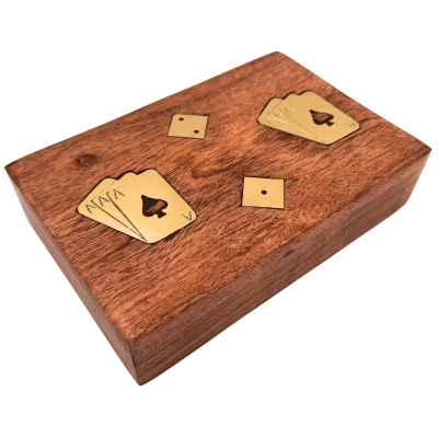 Dwie Talie Kart i Kości do Gry - Elegancki Zestaw w Drewnianym Pudełku