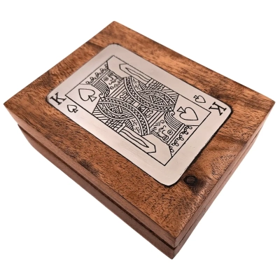 Talia Kart w Drewnianym Pudełku - Elegancki Zestaw z Motywem Króla