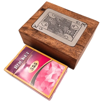 Talia Kart w Drewnianym Pudełku - Elegancki Zestaw z Motywem Króla