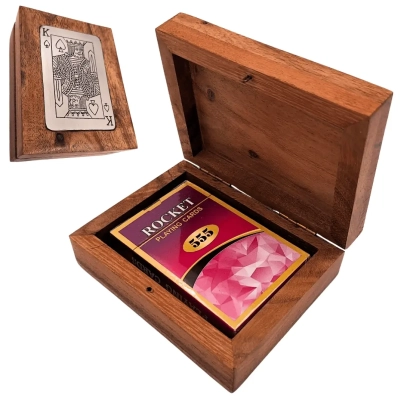 Talia Kart w Drewnianym Pudełku - Elegancki Zestaw z Motywem Króla