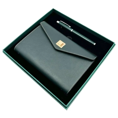Elegancki Zestaw Upominkowy - Skórzany Notes z Długopisem w Pudełku Prezentowym