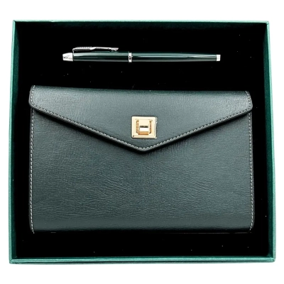 Elegancki Zestaw Upominkowy - Skórzany Notes z Długopisem w Pudełku Prezentowym