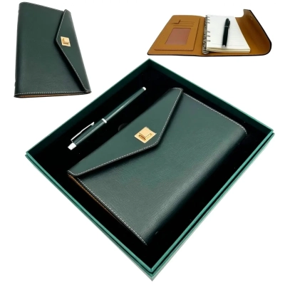 Elegancki Zestaw Upominkowy - Skórzany Notes z Długopisem w Pudełku Prezentowym