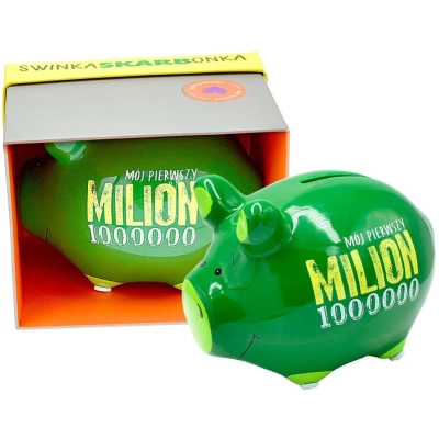 Skarbonka Świnka z napisem „MÓJ PIERWSZY MILION”