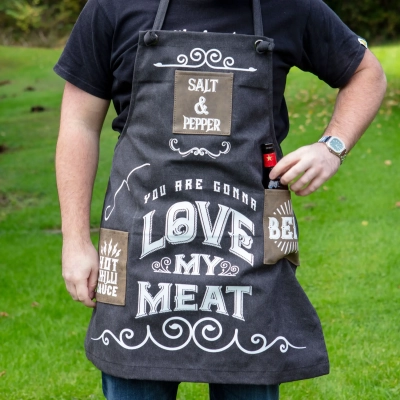 Fartuch Kuchenny - Love My Meat - Prezent dla Gotującego Mężczyzny