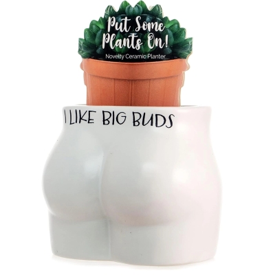 Śmieszna Doniczka do Roślin z napisem „I Like Big Buds”