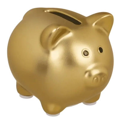 Złota Błyszcząca Świnka - Mała Ceramiczna Skarbonka z Zatyczką