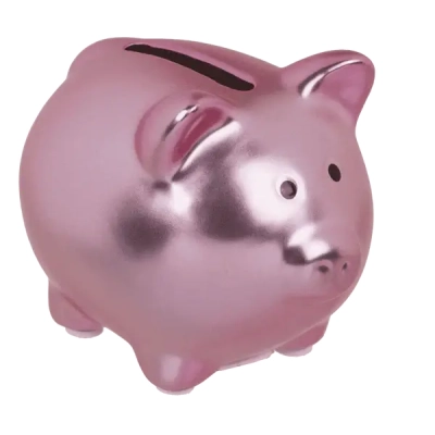 Różowa Błyszcząca Świnka - Mała Ceramiczna Skarbonka z Zatyczką
