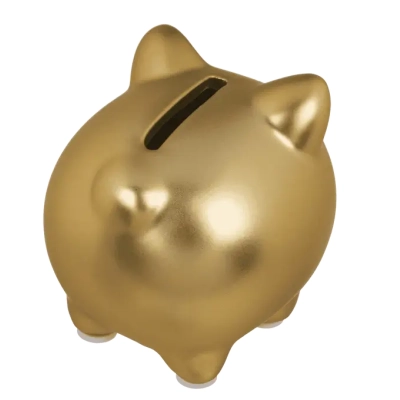 Srebrna Błyszcząca Świnka - Mała Ceramiczna Skarbonka z Zatyczką