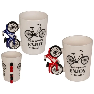 Kubek Kolarza z Napisem i Uchwytem w kształcie Roweru - 300 ml