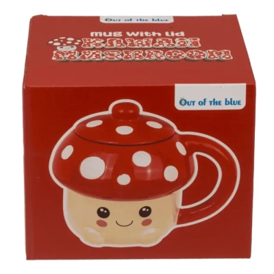 Kubek Grzybek Kawaii - Muchomorek z Pokrywką