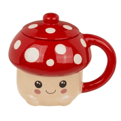 Kubek Grzybek Kawaii - Muchomorek z Pokrywką