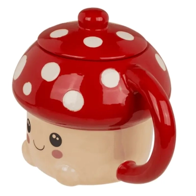 Kubek Grzybek Kawaii - Muchomorek z Pokrywką
