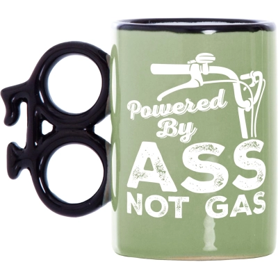 Kubek Rowerowy "Powered By Ass Not Gas" - Prezent dla Rowerzysty 530 ml