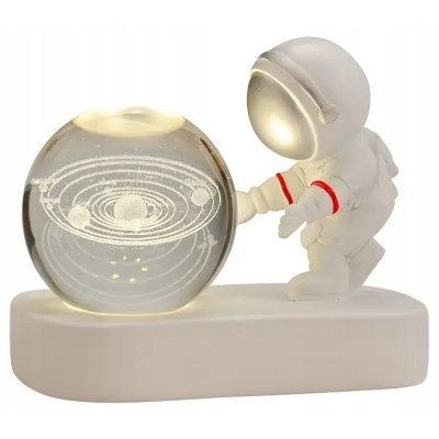 Lampka Astronauta z Kryształową Kulą - Układ Słoneczny LED