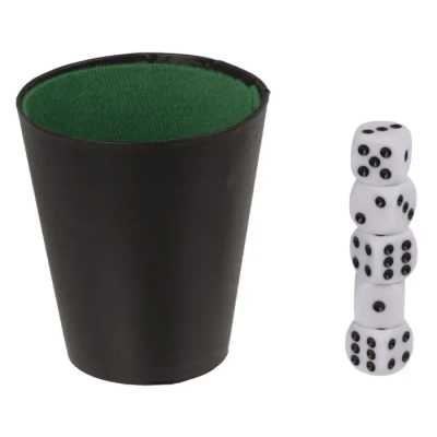 Zestaw do Gry w Kości - 5 Kostek, Kubek i Notes