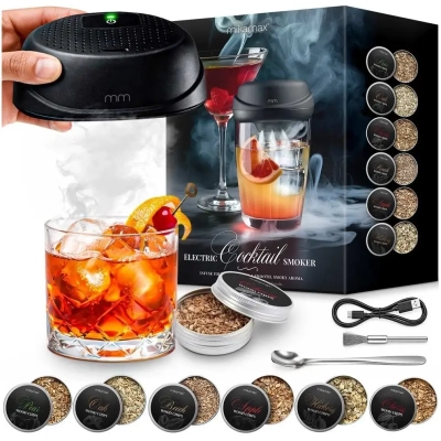 Elektryczny Zestaw do Wędzenia - Whisky Smoker z Narzędziami do Drinków na USB