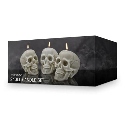 Zestaw Świec na Haloween CZASZKI 3 szt. – Mroczny Prezent dla Fanów Gotyku i Horroru