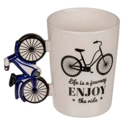 Kubek Kolarza z Napisem i Uchwytem w kształcie Roweru - 300 ml