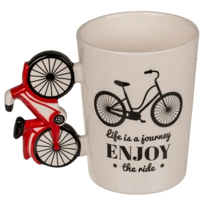 Kubek Kolarza z Napisem i Uchwytem w kształcie Roweru - 300 ml