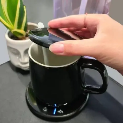 Wodoodporny Podgrzewacz do Kawy i Herbaty - Zestaw z Kubkiem, Łyżeczką i Pokrywką