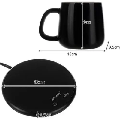 Wodoodporny Podgrzewacz do Kawy i Herbaty - Zestaw z Kubkiem, Łyżeczką i Pokrywką