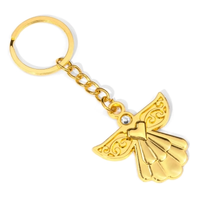 Złoty Brelok Anioł Stróż - Prezent na Komunię