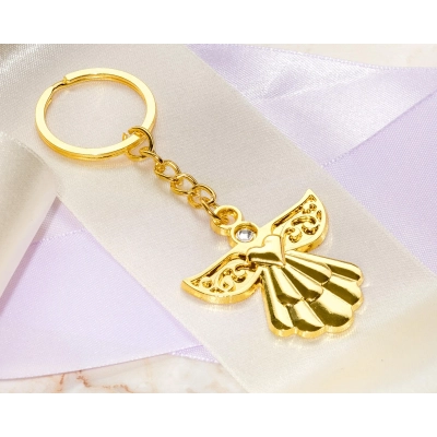 Złoty Brelok Anioł Stróż - Prezent na Komunię