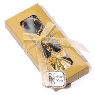 Złoty Brelok Anioł Stróż - Prezent na Komunię