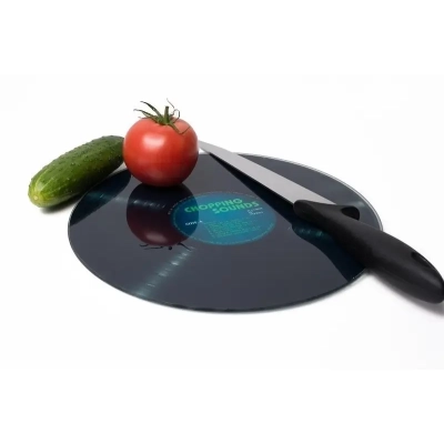 Szklana Płyta Winylowa - Stylowa Deska do Krojenia dla Melomanów