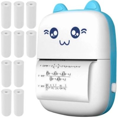 Mini Drukarka Termiczna Kotek + 11 Rolek – Super Prezent dla Dzieci!