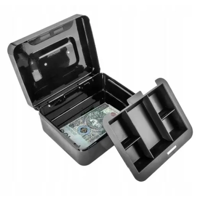 Kasetka Metalowa Sejf na Pieniądze Bilon Banknoty + Kluczyki