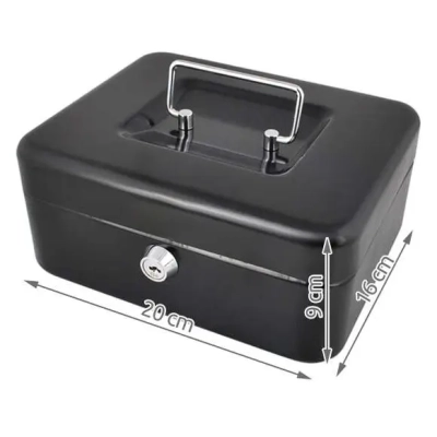 Kasetka Metalowa Sejf na Pieniądze Bilon Banknoty + Kluczyki