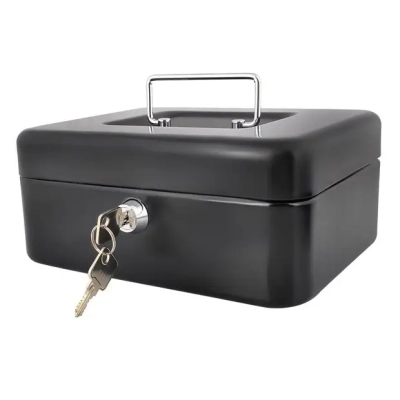 Kasetka Metalowa Sejf na Pieniądze Bilon Banknoty + Kluczyki