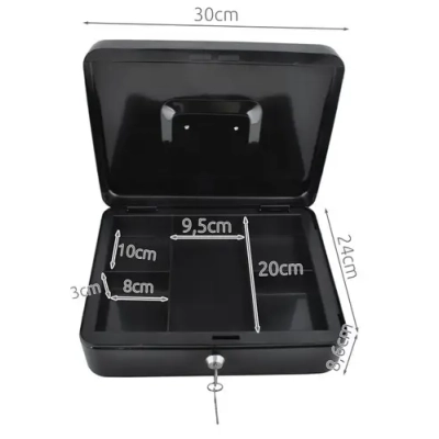 Duża Metalowa Kasetka Skrytka Sejf na Pieniądze + Klucze