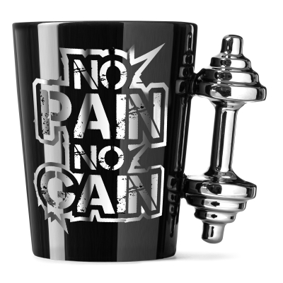 Kubek z Hantlem na Siłownię z Napisem "NO PAIN NO GAIN"