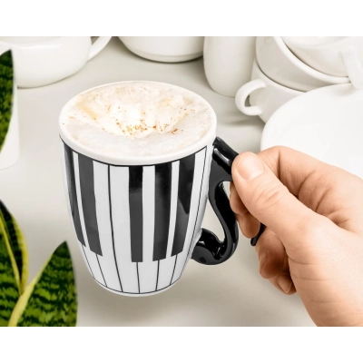 Muzyczny Kubek z Nutką i Klawiszami - Ręcznie Malowany 350 ml