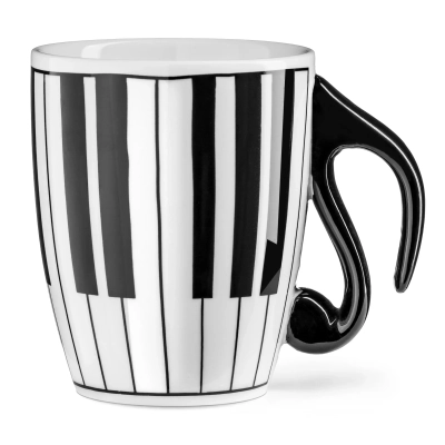 Muzyczny Kubek z Nutką i Klawiszami - Ręcznie Malowany 350 ml
