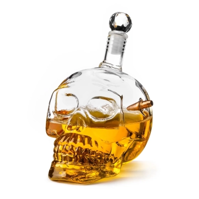 Kuloodporna Karafka Czaszka na Whisky z Pociskiem 700 ml - Prezent dla Mężczyzny